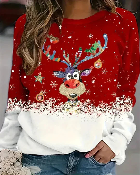 Jersey de manga larga y cuello redondo para mujer