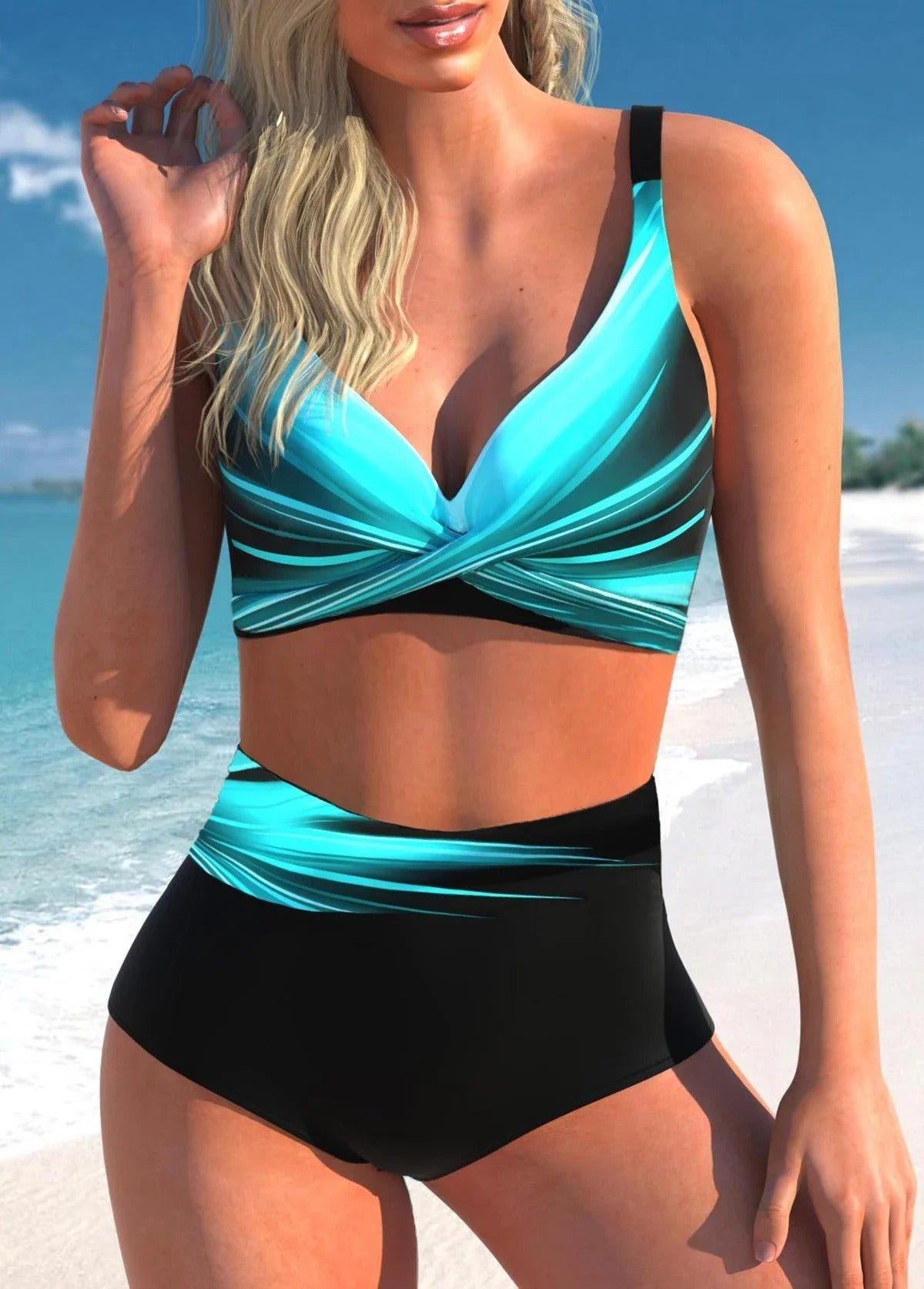 Bikini con lunares y rayas