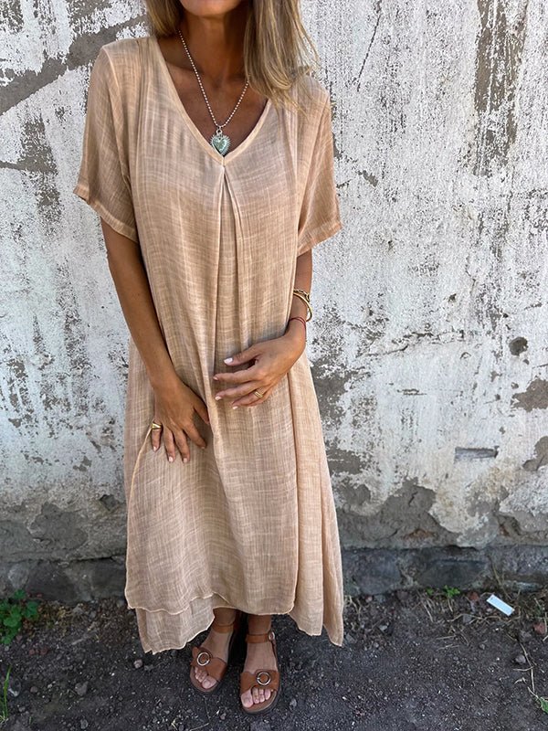 Vestido midi con cuello en V