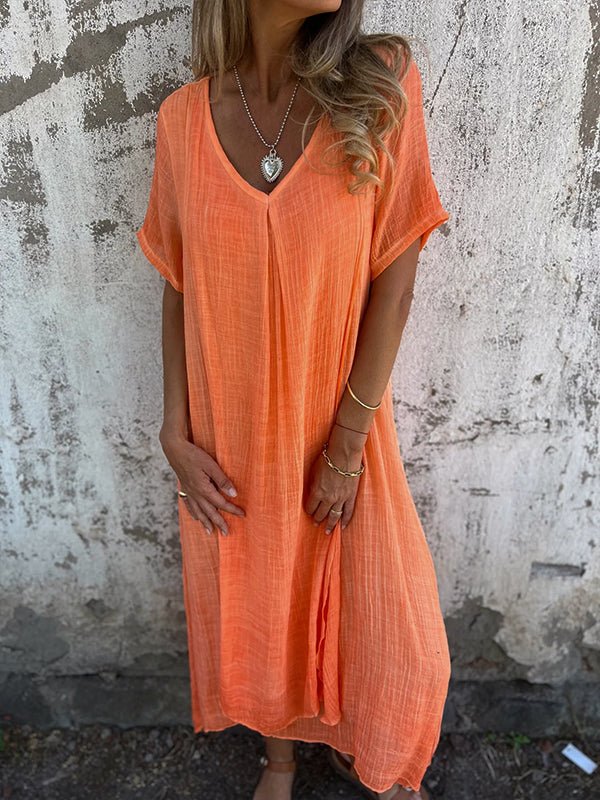 Vestido midi con cuello en V