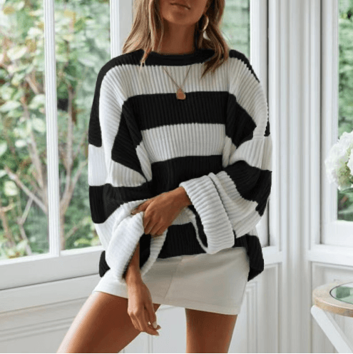 Navia Sweater | Jersey flojo para mujer en diseño de rayas
