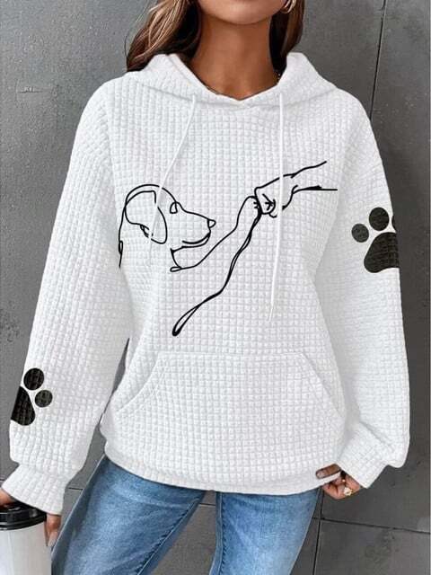 Perro con estampado Sudadera con capucha para mujer