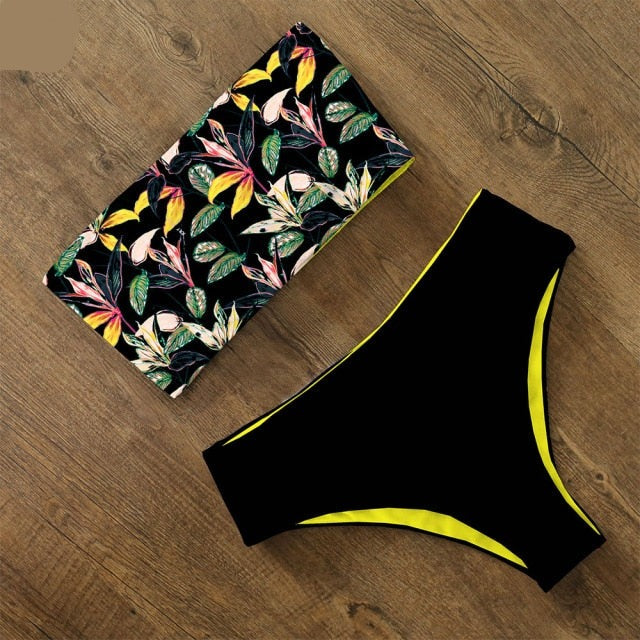AquaLivv - Bikini bandeau de cintura alta