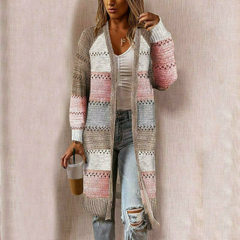 Chaqueta de punto a rayas para mujer
