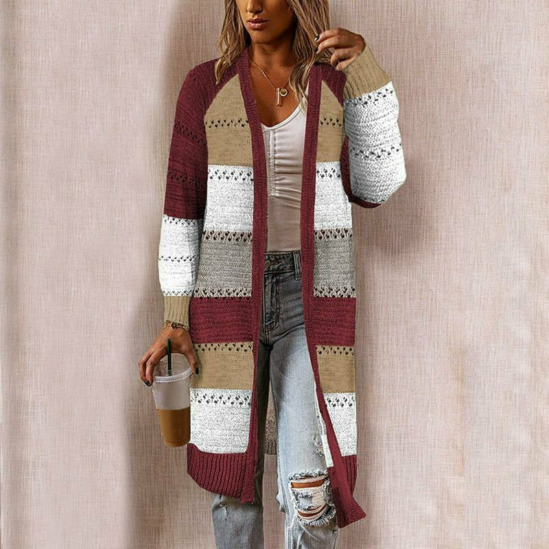 Chaqueta de punto a rayas para mujer