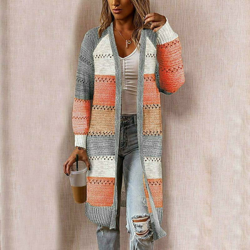 Chaqueta de punto a rayas para mujer