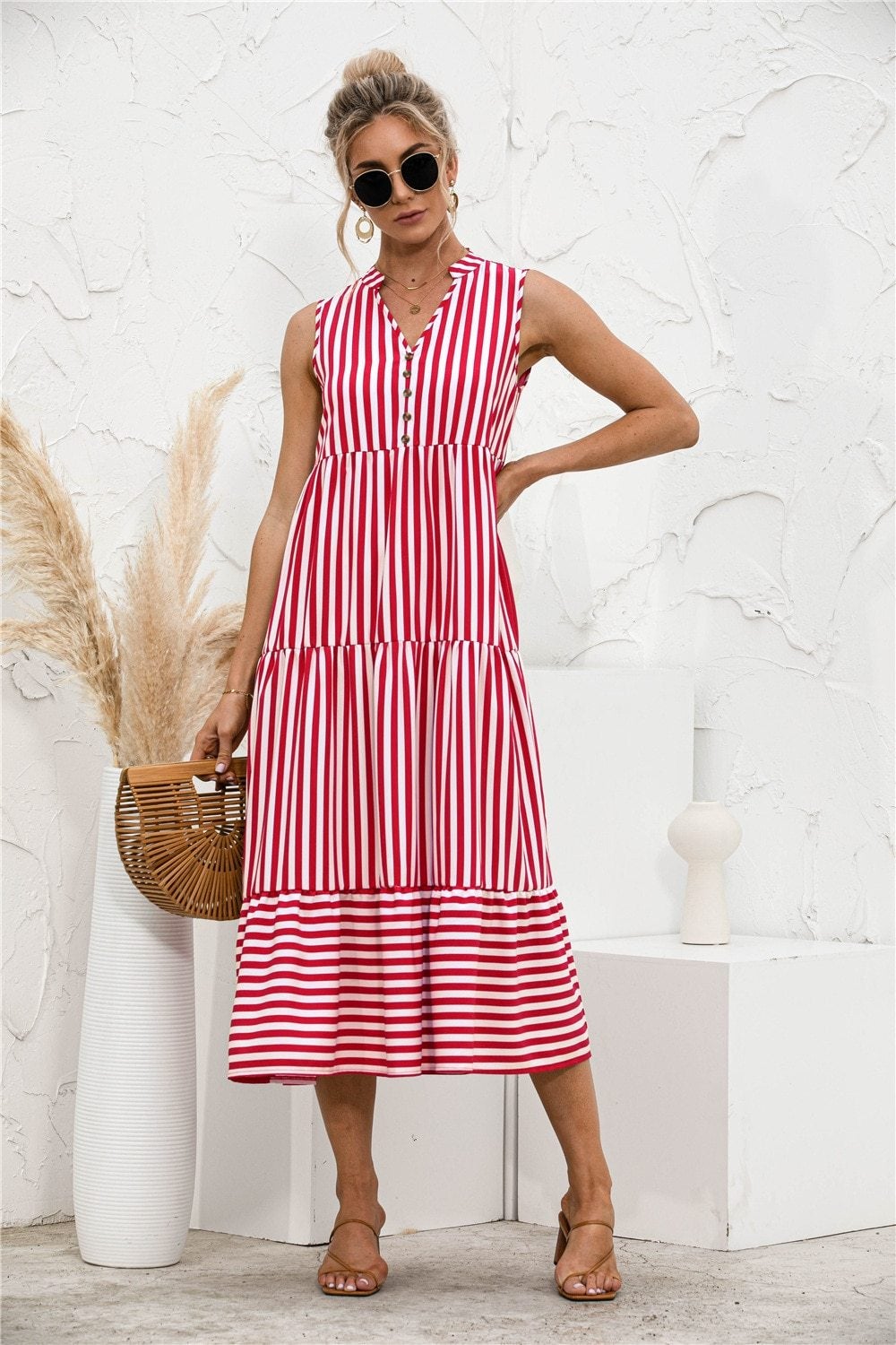 "Nedda" Vestido de diseño a rayas