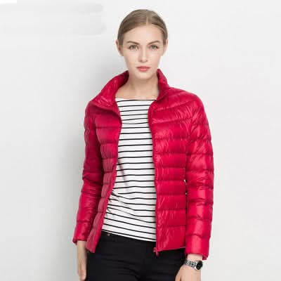 Chaqueta puffer verde vivo para otoño e invierno para mujer