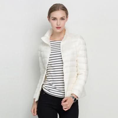 Chaqueta puffer verde vivo para otoño e invierno para mujer