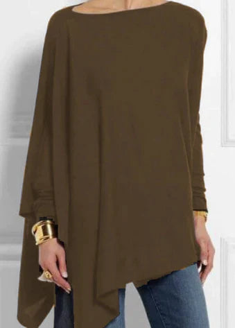 Iris | Elegante poncho en mezcla de cachemira con corte asimétrico