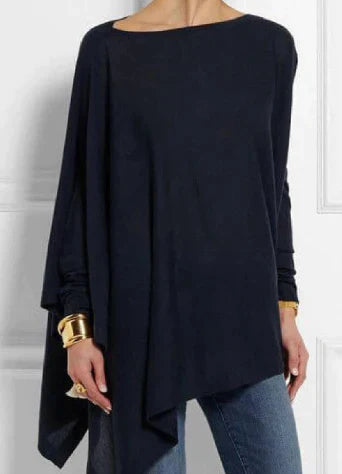 Iris | Elegante poncho en mezcla de cachemira con corte asimétrico