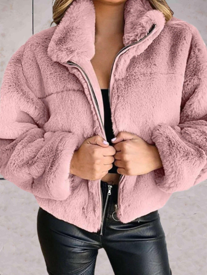 Cosyfaux | cálida y acogedora chaqueta de piel sintética con cremallera