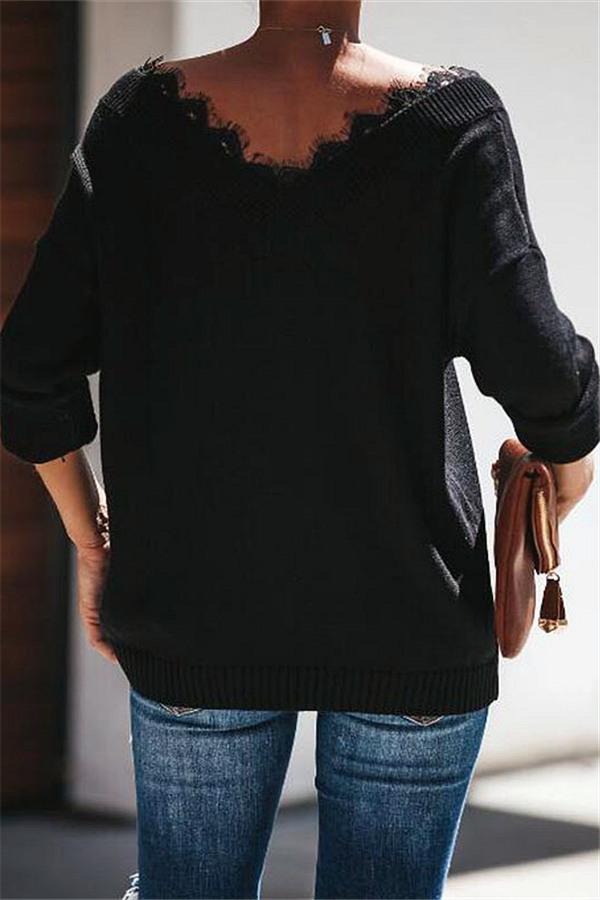 Jersey sencillo de mujer con cuello en V