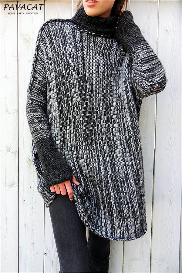 Jersey suelto de cuello alto para mujer