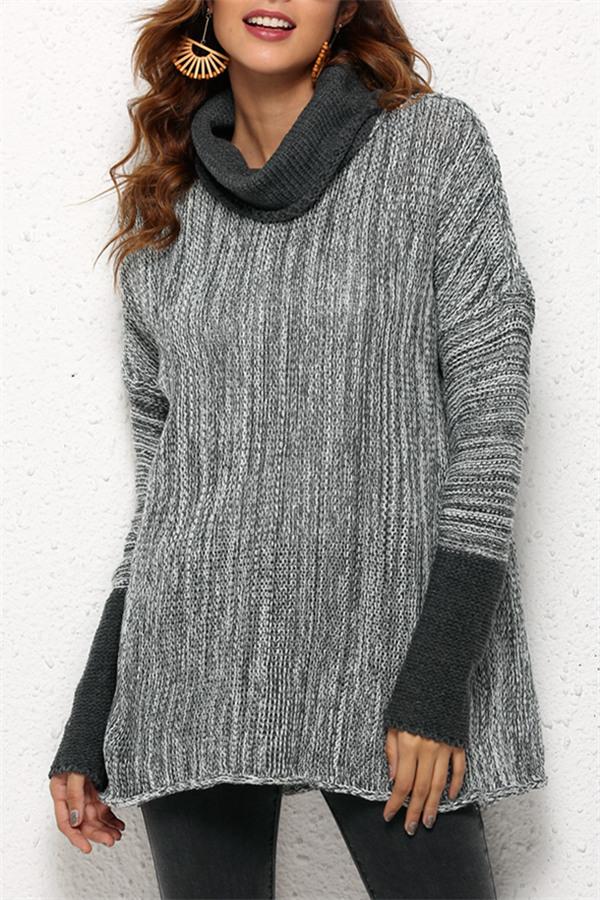 Jersey suelto de cuello alto para mujer