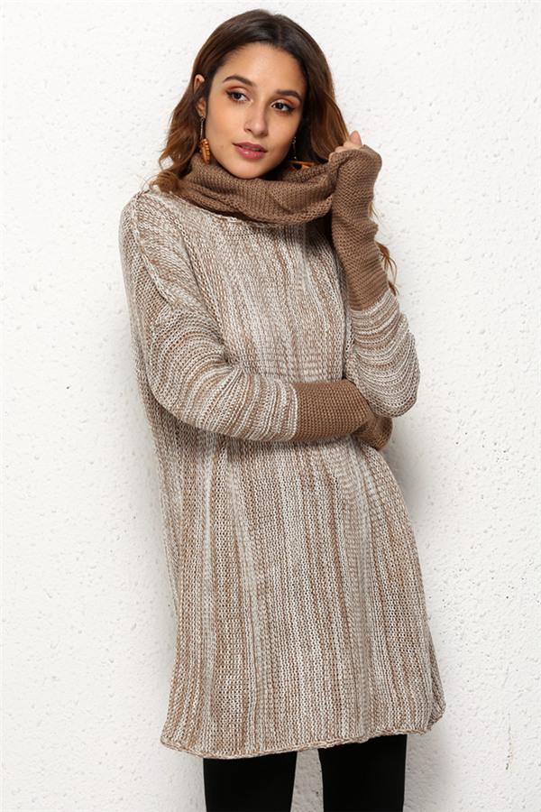 Jersey suelto de cuello alto para mujer