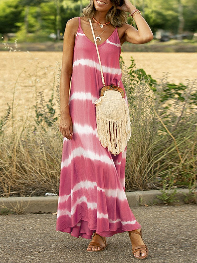vestido estampado de rayas sueltas