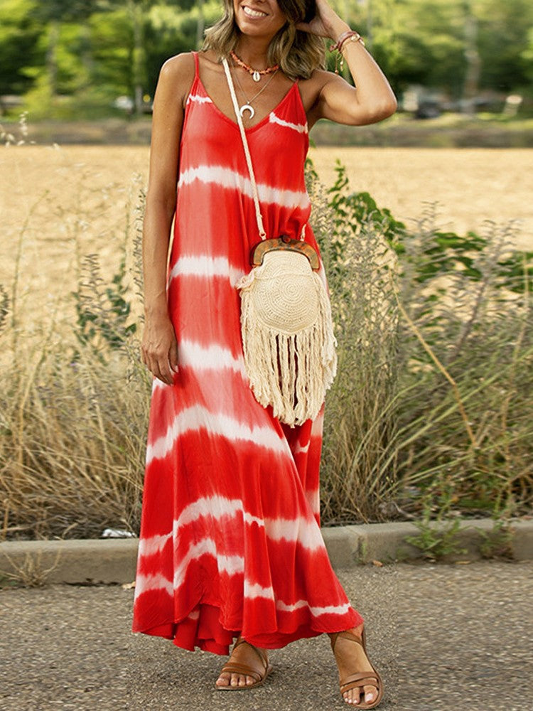 vestido estampado de rayas sueltas