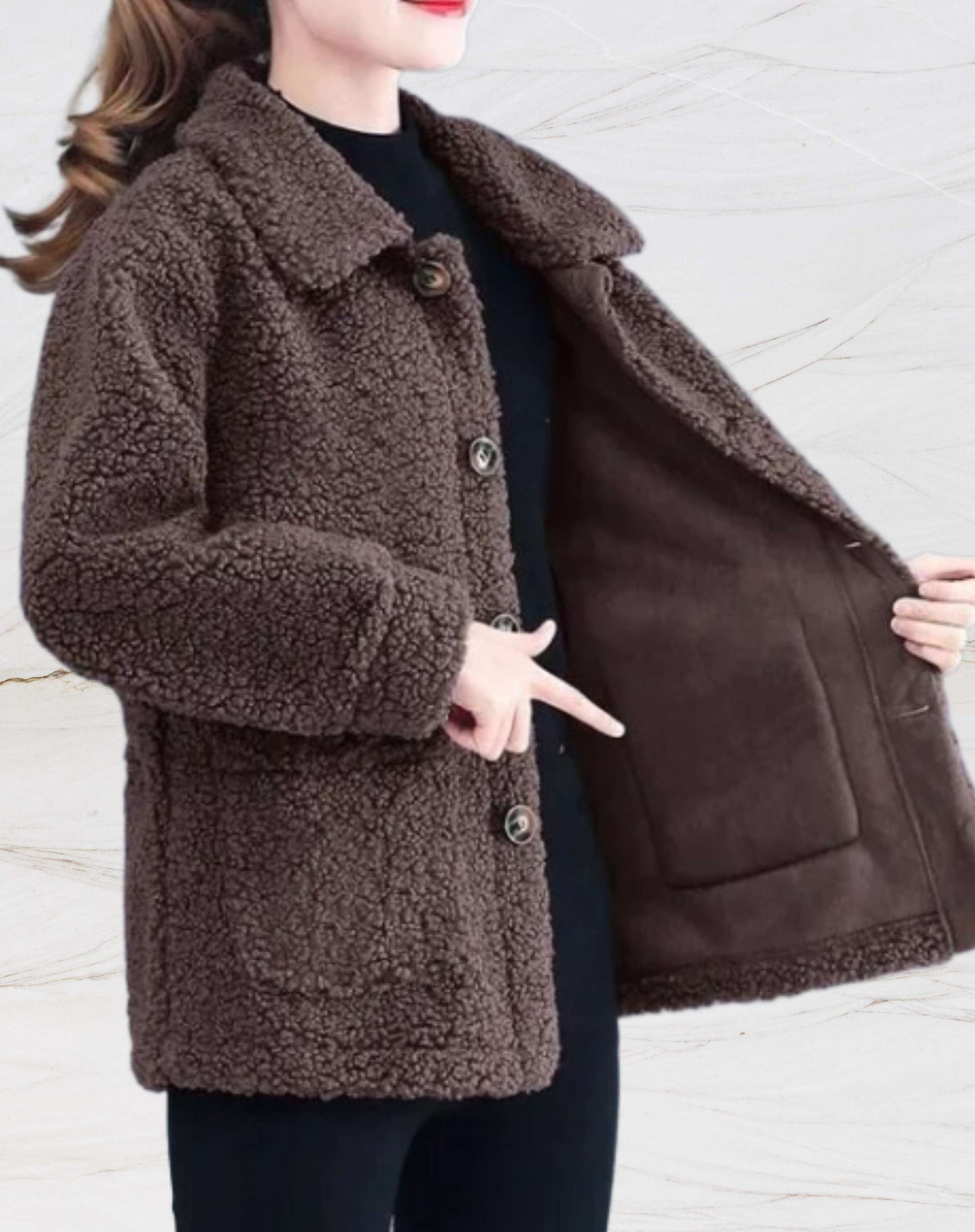 Chaqueta polar cálida de mujer con cuello de polo