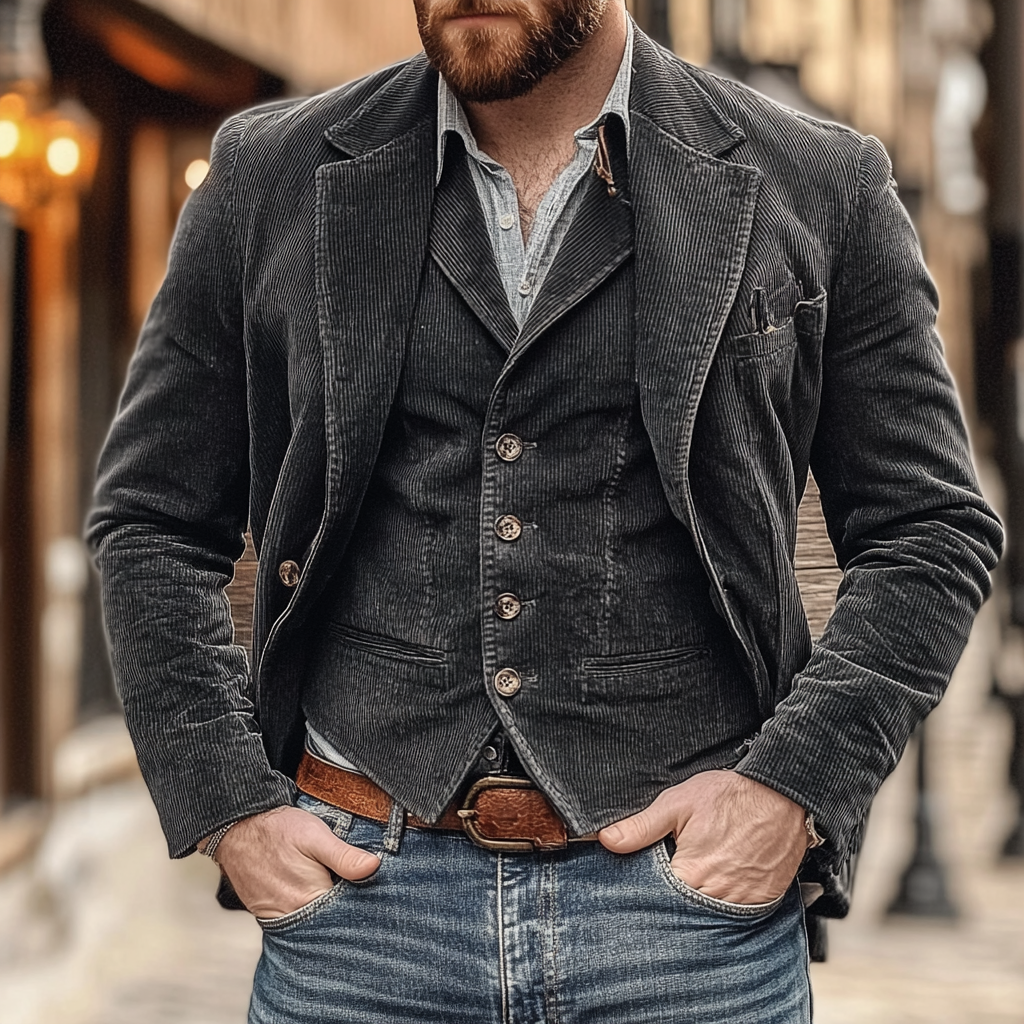 Eryva™ | Conjunto de chaqueta y chaleco vintage