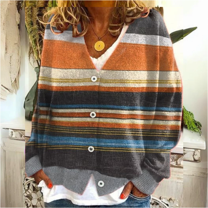 Chaqueta de punto con botones florales para mujer