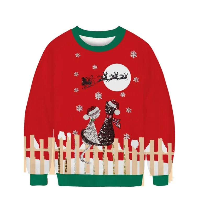 Bernhard | Cálido jersey con escote redondo y motivo navideño para niños