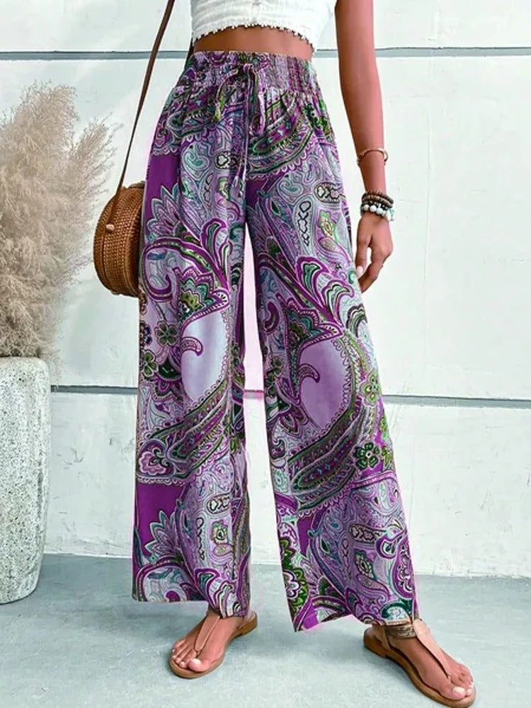 Pantalones con estampado digital y cintura alta