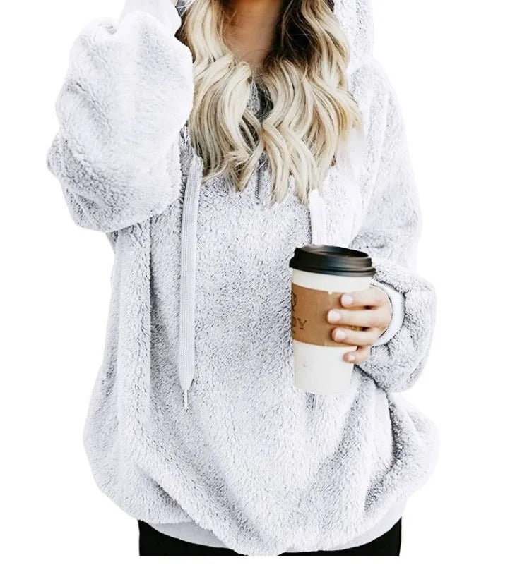 Elisa | Chaqueta de invierno de felpa con cuarto de cremallera y bolsillos para mujer