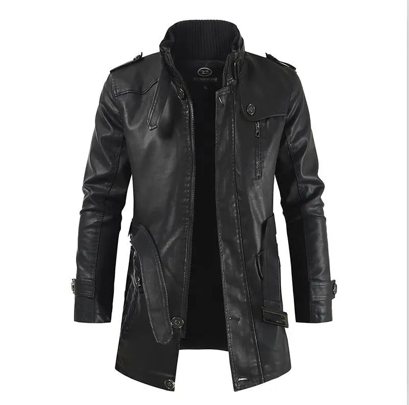 Elegante chaqueta de cuero vegano con bolsillos adicionales para hombre | Ideal para todas las estaciones