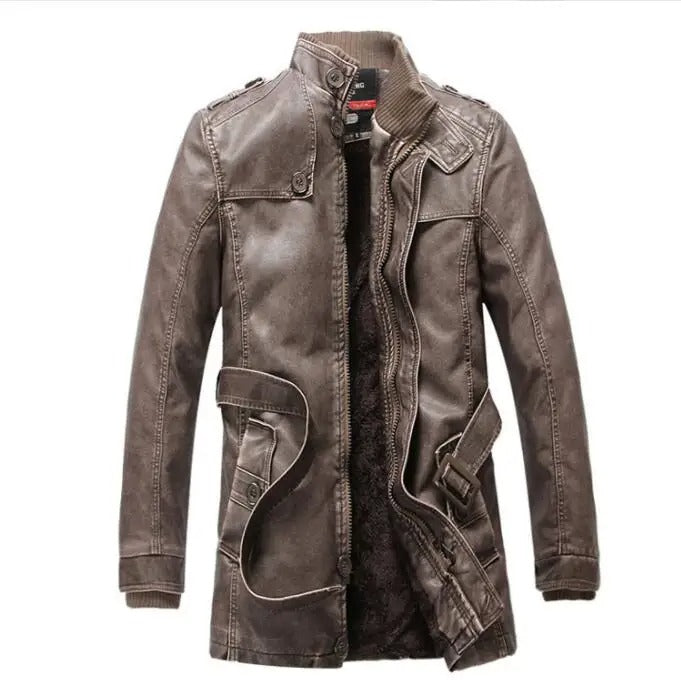 Elegante chaqueta de cuero vegano con bolsillos adicionales para hombre | Ideal para todas las estaciones