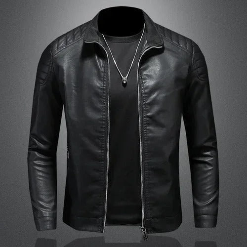 Chaqueta casual de cuero vegano con bolsillos para hombre | Perfecta para el día a día