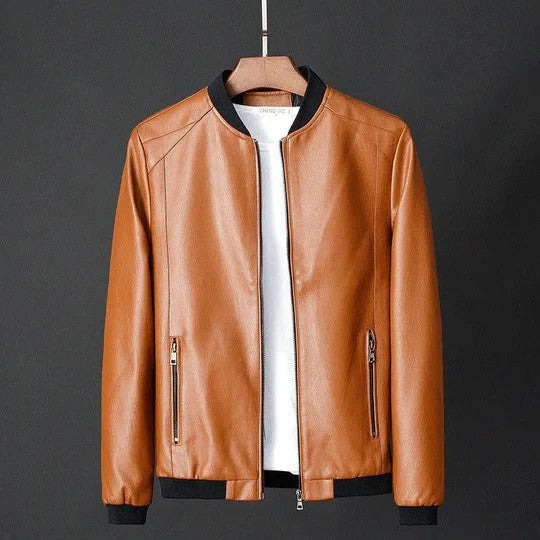 Chaqueta vintage de cuero vegano sin capucha para hombre | Perfecta para todas las estaciones
