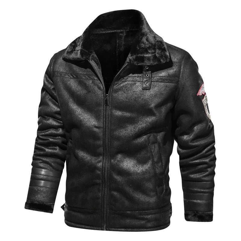 Chaqueta casual de cuero vegano estilo bomber para hombre | Perfecta para días informales