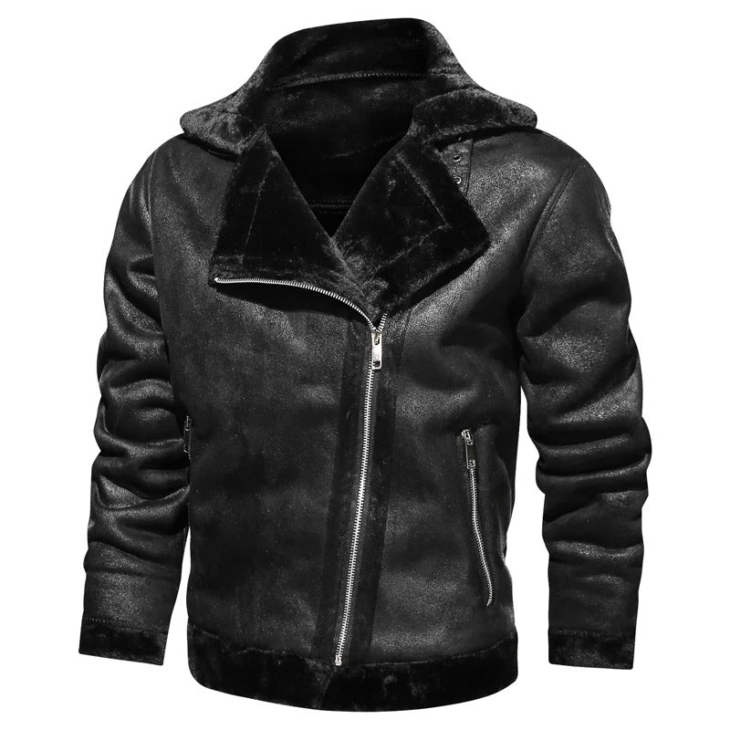 Chaqueta casual de cuero vegano estilo bomber para hombre | Perfecta para días informales