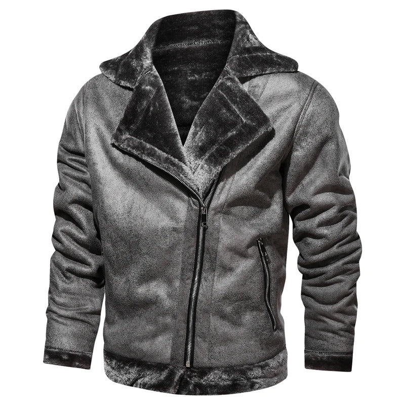 Chaqueta casual de cuero vegano estilo bomber para hombre | Perfecta para días informales