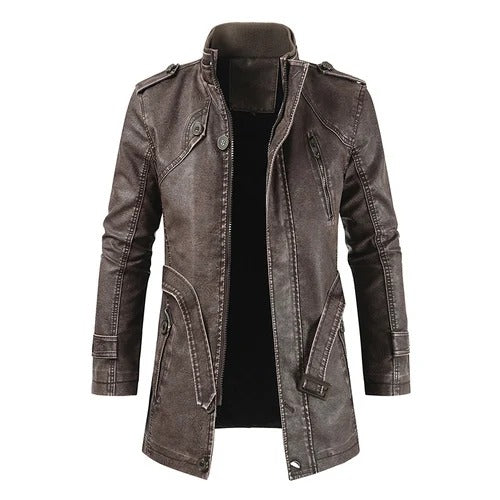 Elegante chaqueta de cuero vegano con bolsillos adicionales para hombre | Ideal para todas las estaciones