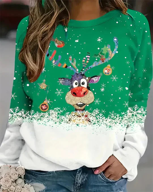 Jersey de manga larga y cuello redondo para mujer