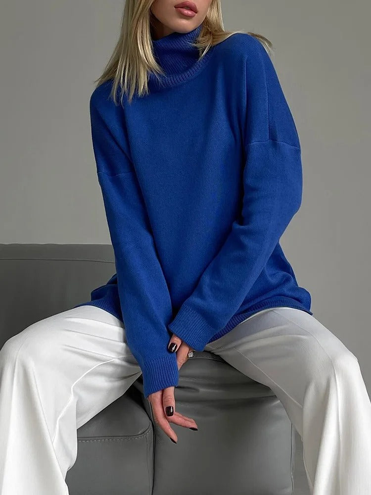 Tisha cuello alto | Elegante jersey oversize para mujer con cuello alto