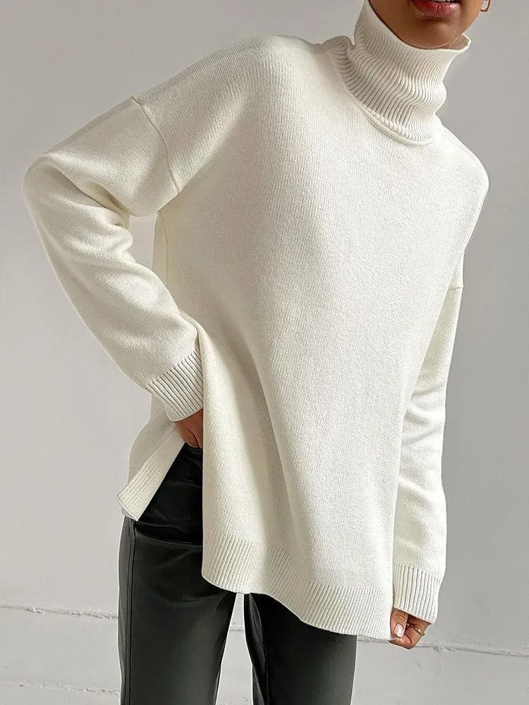 Tisha cuello alto | Elegante jersey oversize para mujer con cuello alto