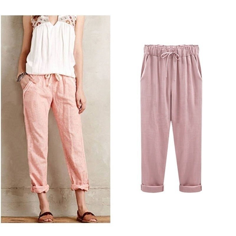 Envie d'été - Pantalones informales de algodón y lino
