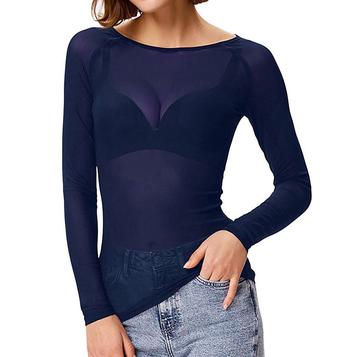 MELINDA | Camisa de manga larga de malla brillante con estilo