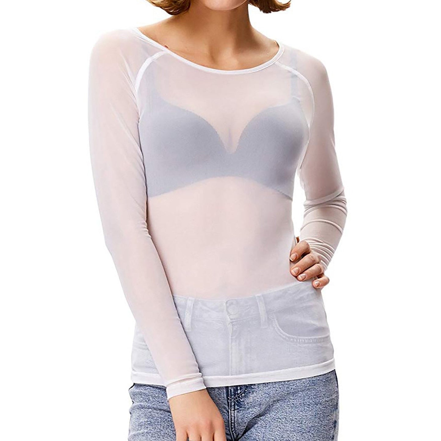 MELINDA | Camisa de manga larga de malla brillante con estilo
