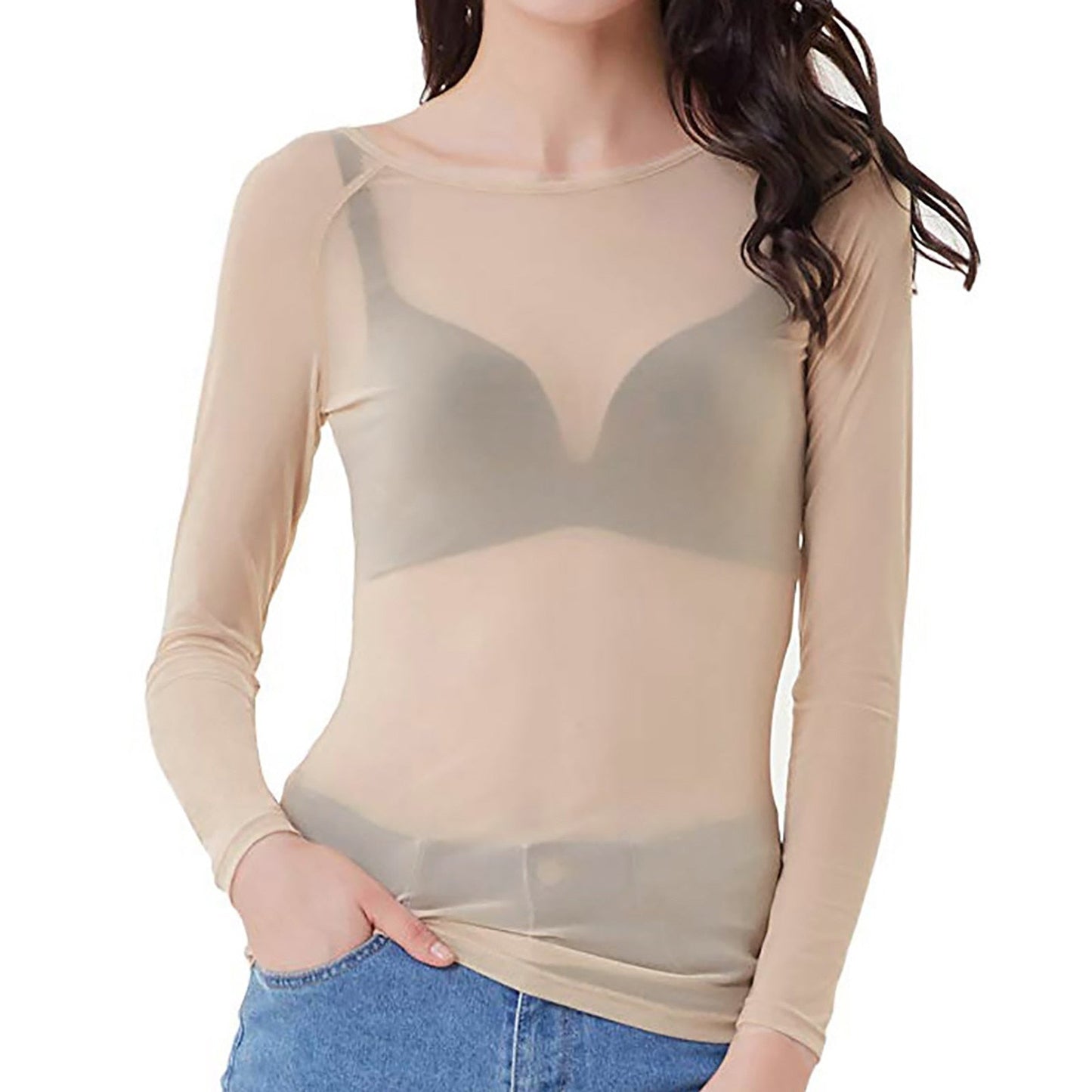 MELINDA | Camisa de manga larga de malla brillante con estilo