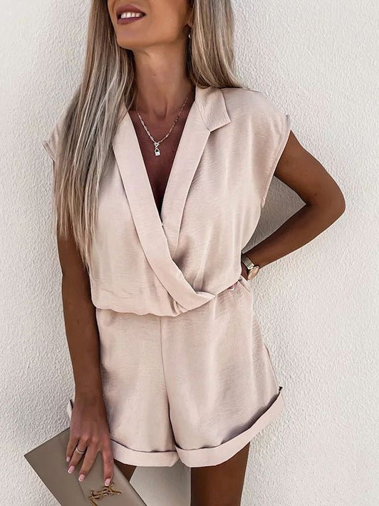 Mono casual liso cuello pico sin mangas