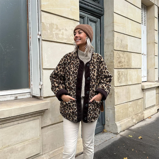 Leona | Chaqueta de mujer con estampado de leopardo, elegante y cómoda