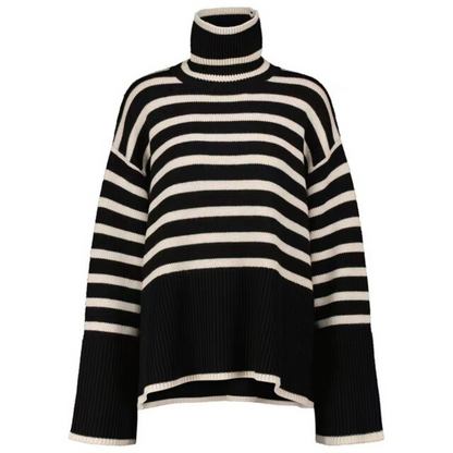 Jersey de cuello alto a rayas para mujer