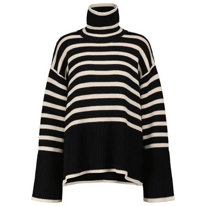 Ishani - Jersey de cuello alto de rayas cálidas para Mujer