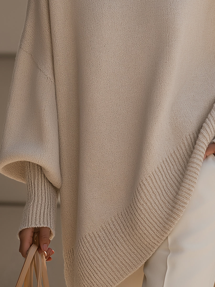 Damski Sweter Swetrowy Poncho Oversize