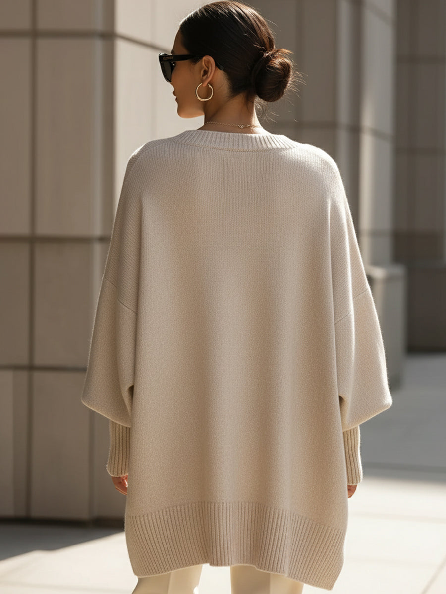 Damski Sweter Swetrowy Poncho Oversize
