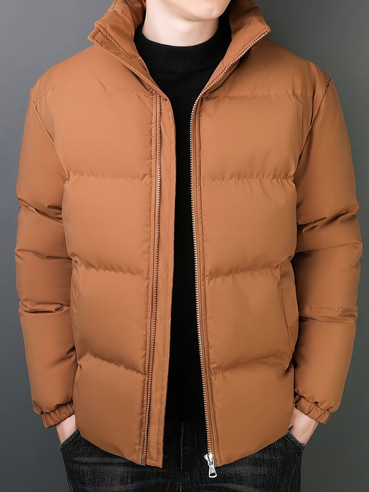Chaqueta de invierno cortavientos acolchada con cuello alto para hombre | Perfecta para otoño/invierno